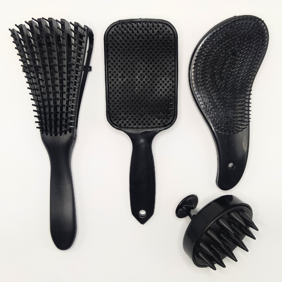 Kit 4 Escova De Cabelo – Escova Raquete + Escova Polvo + Escova Massageadora + Escova Mágica