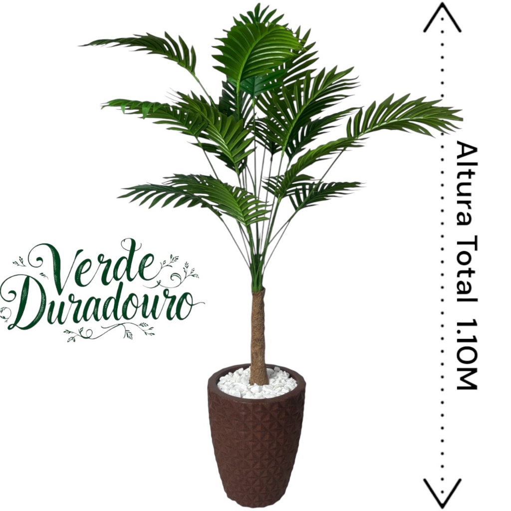 Planta Artificial Palmeira Decoração Com Vaso 3D Polietileno