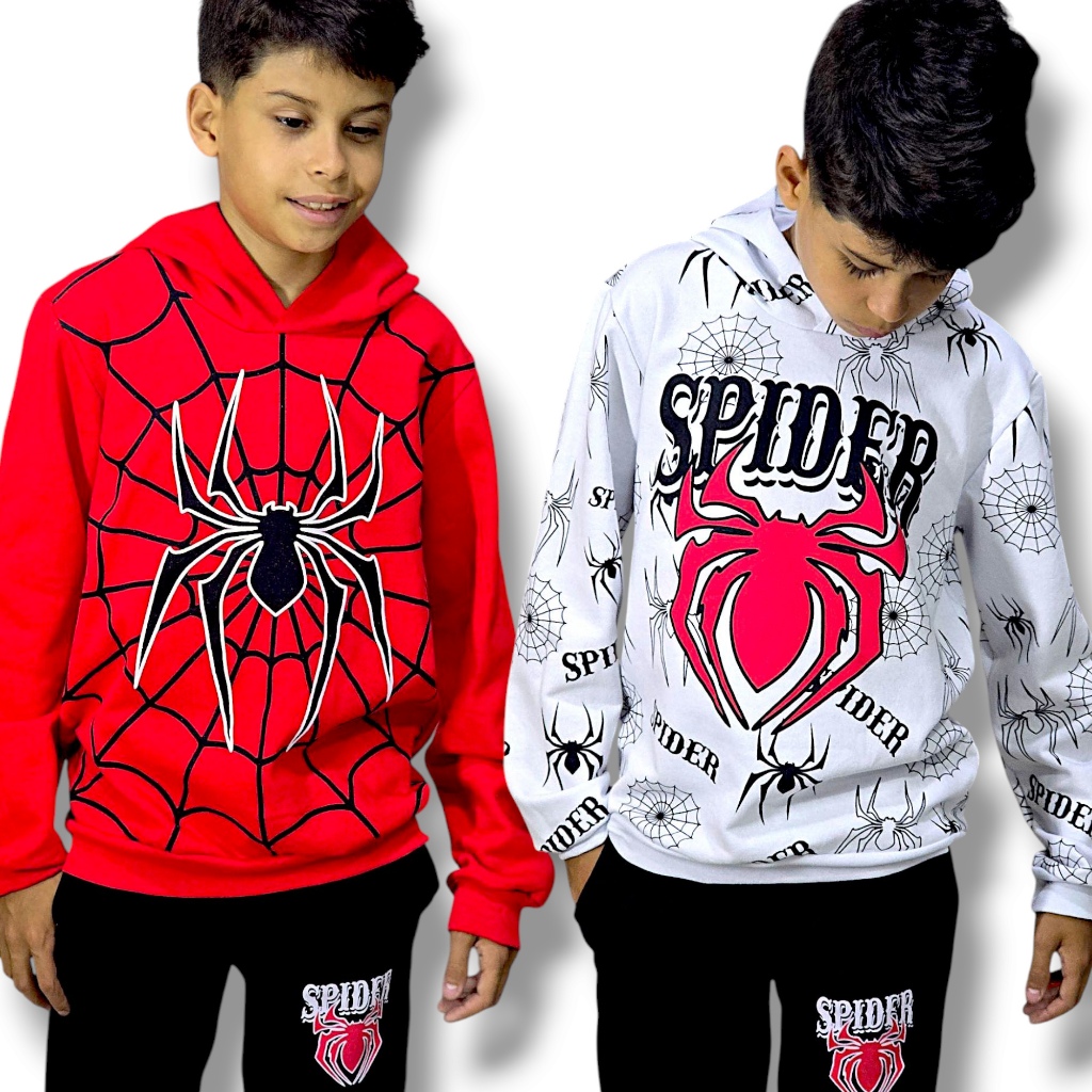 Conjunto Homem Aranha de Frio Infantil Juvenil Menino Masculino Inverno