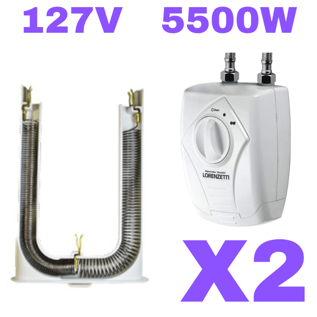 Kit 2 Resistência Aquecedor Lorenzetti Versátil 127v 5500w