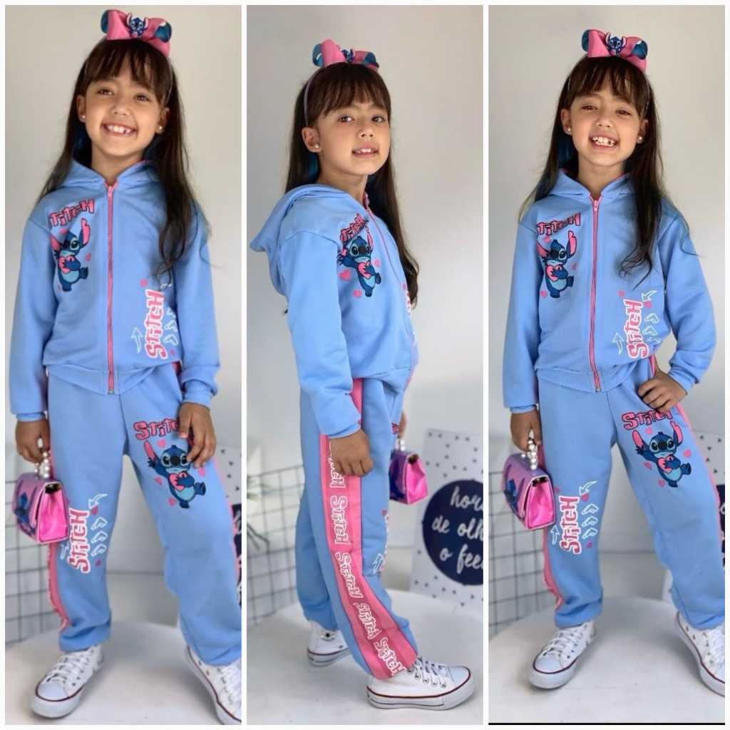 Conjunto Infantil Juvenil Inverno Menina Stitch Moda Blogueirinha Estilosa Moletinho do 4 ...