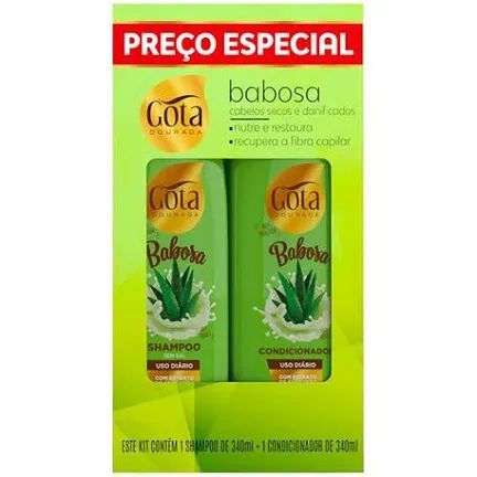 kit shampoo e condicionador gota dourada babosa