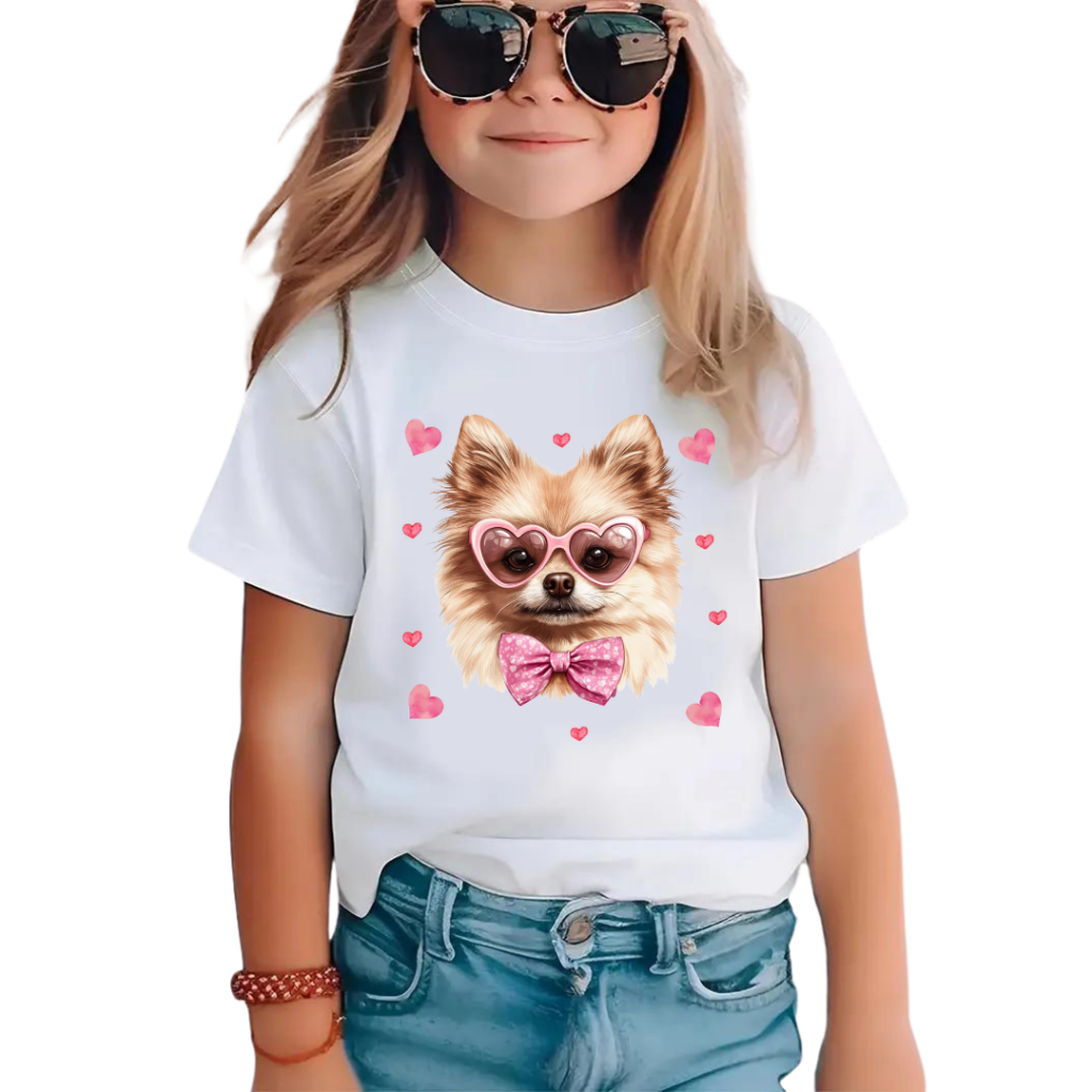 Camiseta Infantil Estampa Cachorro, Cachorrinho, Blusinha para Menina, Blusa de Criança