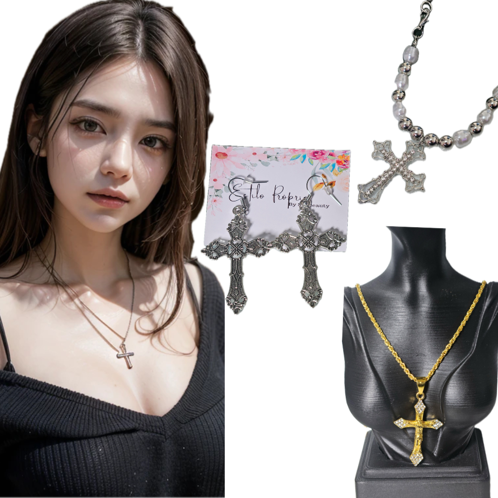Colar Brinco Cruz Jesus Cristo Proteção Fé Presente Abençoado Minimalista Feminino Masculino