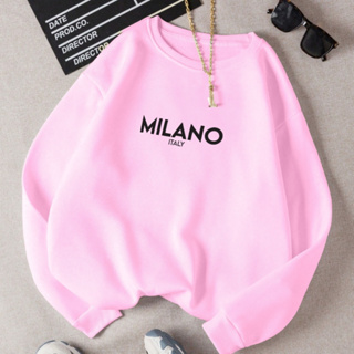 Moletom Gola Careca Suéter Estampado Milano Italy Unissex em Oferta na Shopee