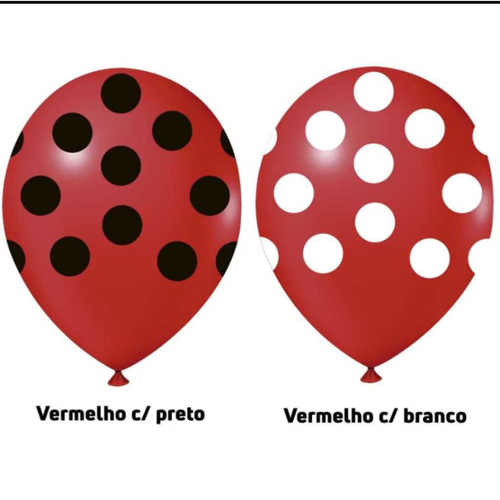 25 Balões Ladybug Joaninha Minie Vermelho com Preto ou Vermelho com branco 11" 28cm Festa Infantil em Oferta na Shopee