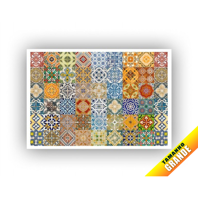 Papel Arroz Azulejo Revestimento para Bolo 30x40cm com Faixas lateral 7x30cm Mod12