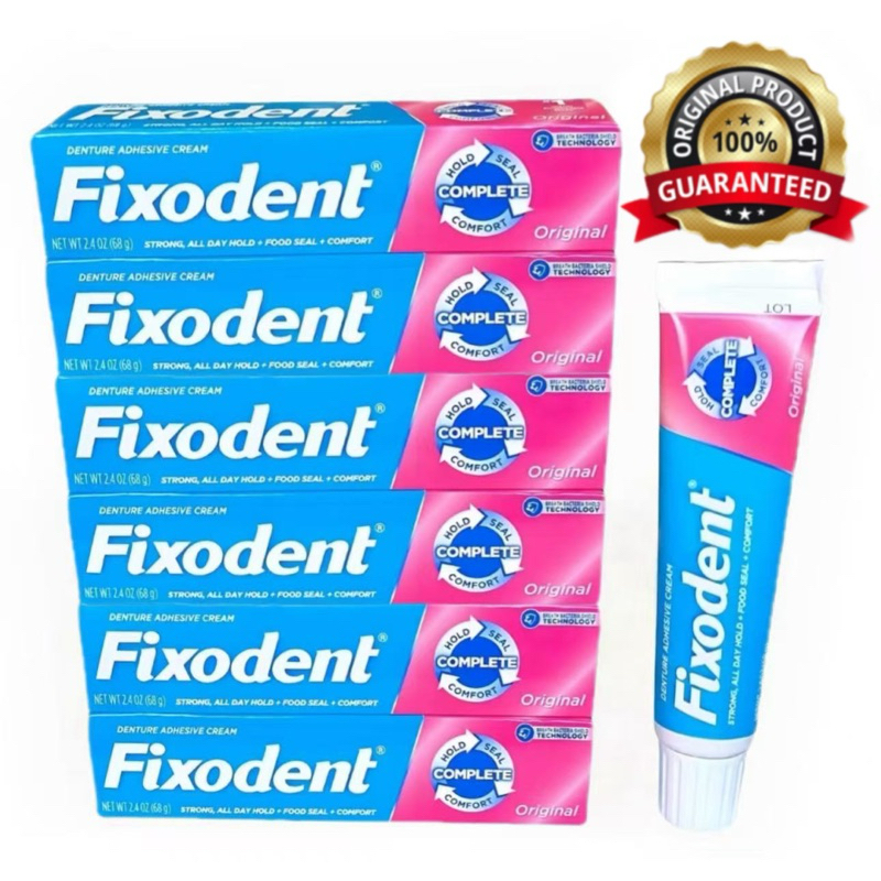 kit de 6 Fixodent Original 68g（6 turbo） 100% Original Fixador De Prótese Em Gel Sem Glúten