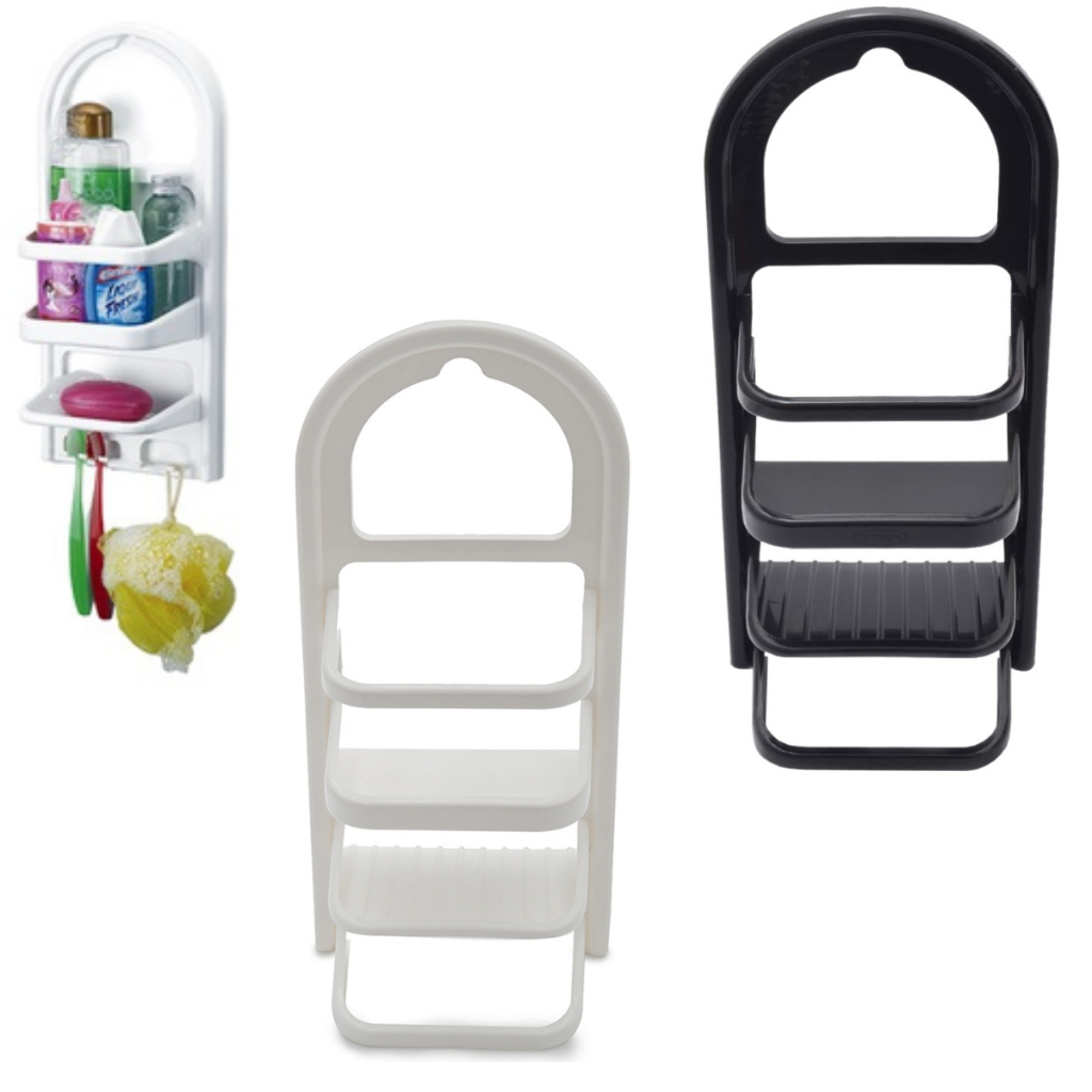 Porta Shampoo De Plástico Branco / Preto Para Banheiro em Oferta na Shopee