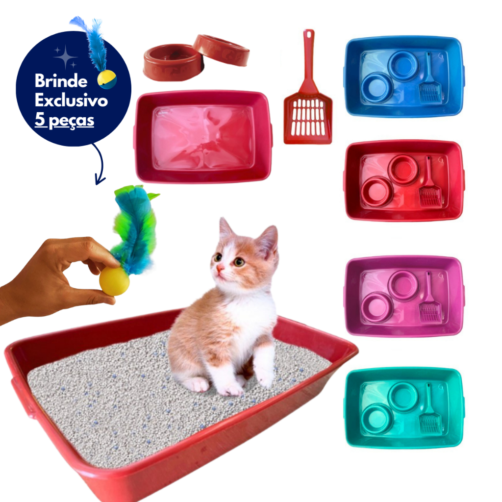 Kit Caixa de Areia para Gatos Higiênico Bandeja Sanitário pet Limpeza Premium pet em Oferta na Shopee