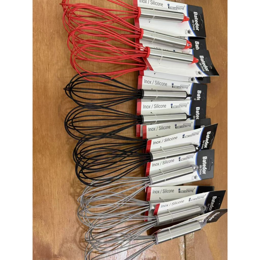 Batedor de Ovos de Silicone c/Cabo de Aço Inox