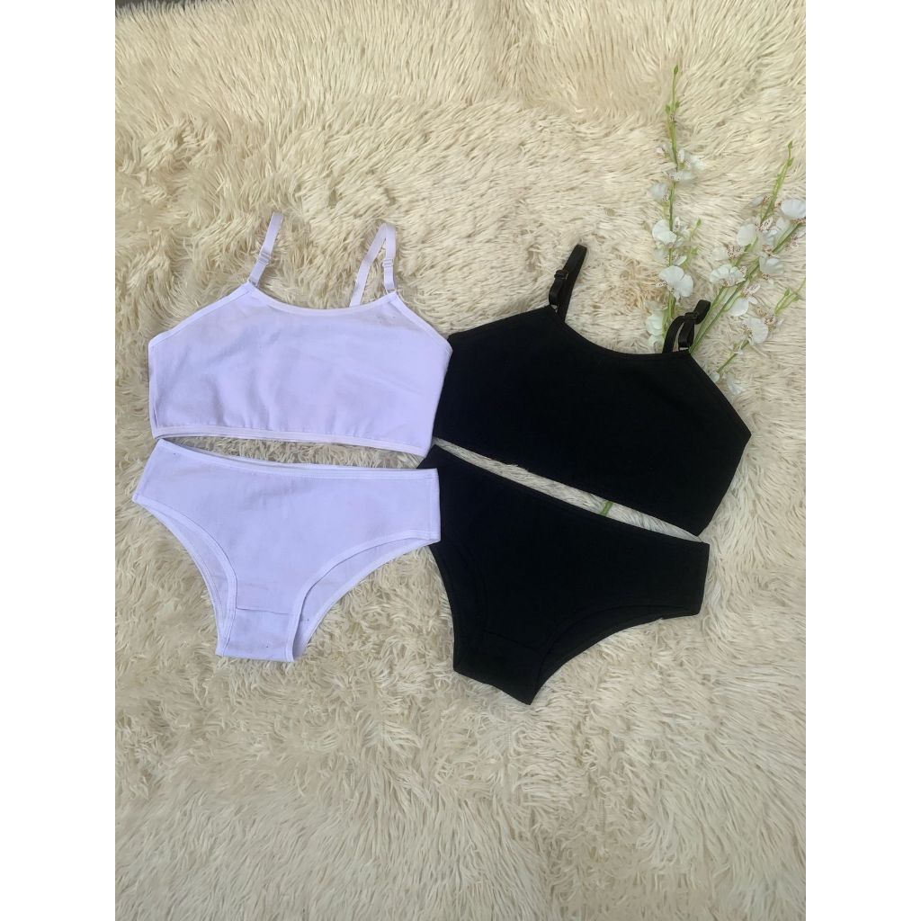 Conjunto Top e Calcinha de Cotton Infantil Menina Moça com Alça de Regulagem Top Infantil Calcinha Infantil Menina em Oferta na Shopee