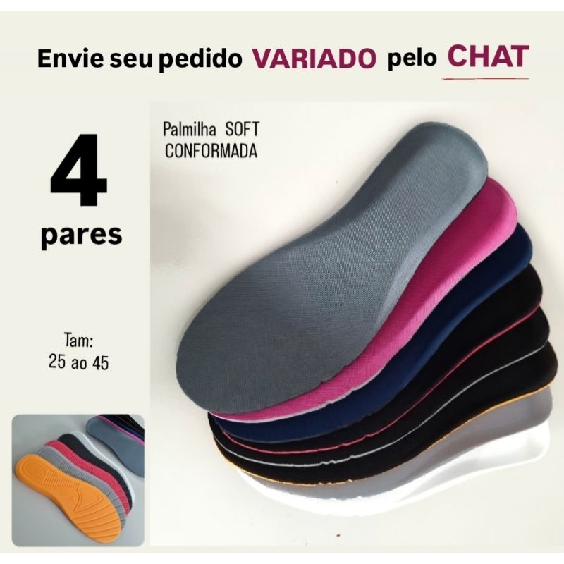 KIT PALMILHA CONFORTAVEL 25 AO 45 P/ TENIS SAPATO, BOTA,SAPATILHA,CHUTEIRA,ORTOPEDICA NO CALCANHAR
