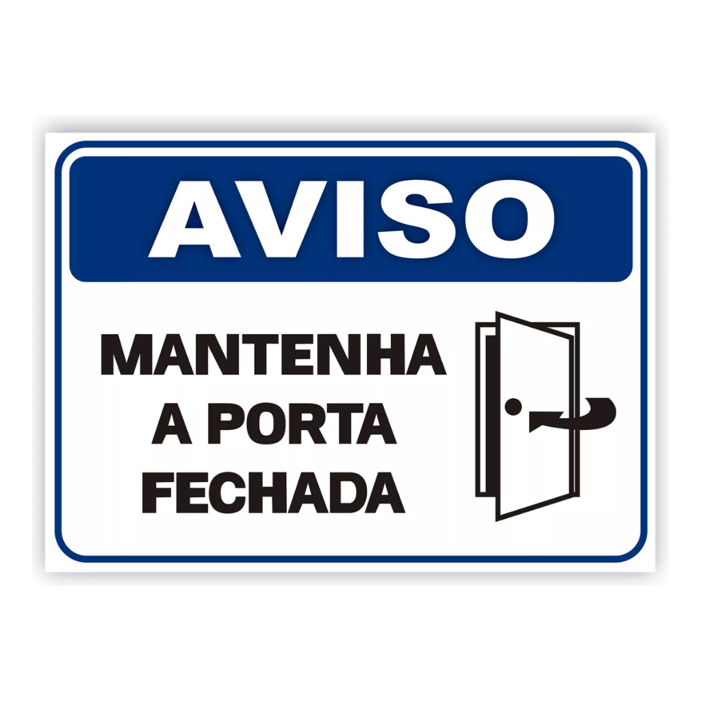 Placa de sinalização - placa de aviso - mantenha a porta fechada - escritório-loja-elevador