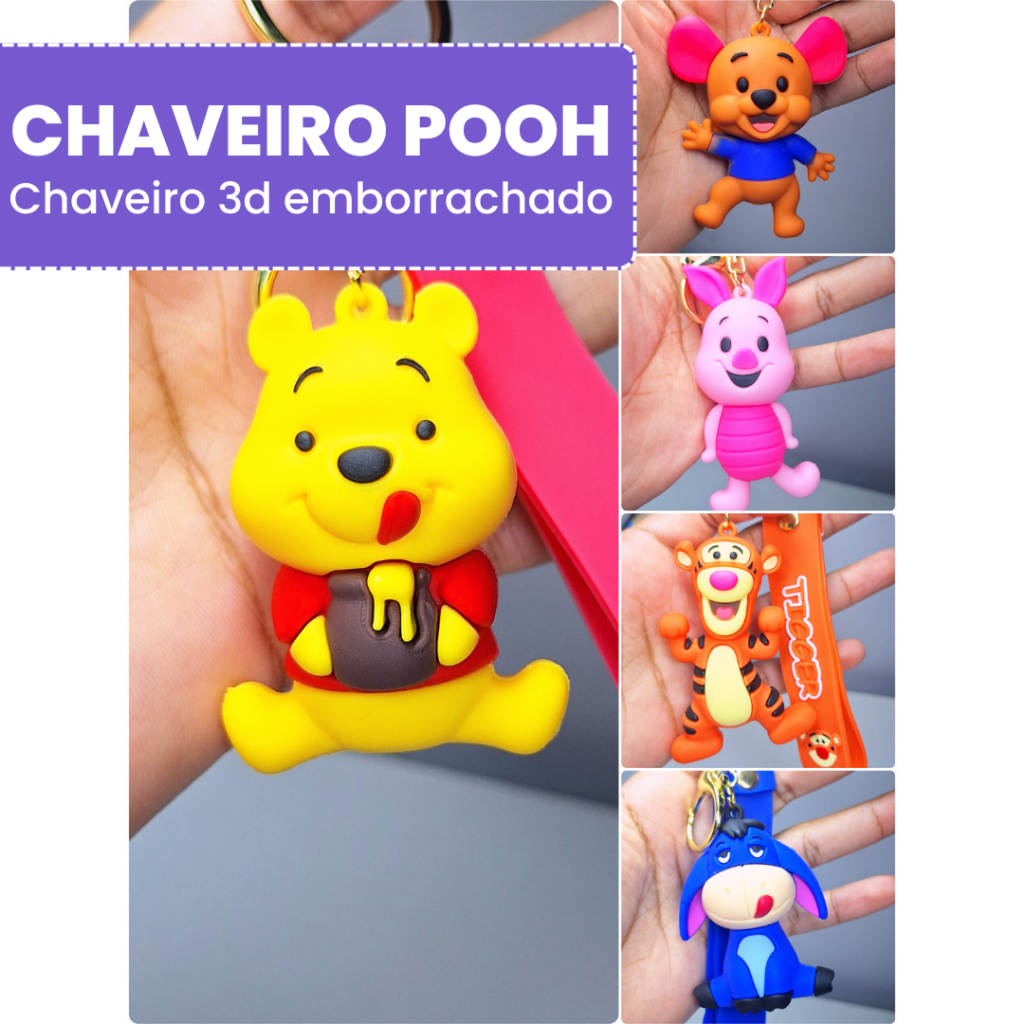 Chaveiro Pooh Chaveiro personagens emborrachado Chaveiro Fofo Chaveiro 3d chaveiro ursinho pooh