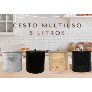 Lixeira Cesto Com Tampa 6 Litros Preta Escritorio Banheiro Cozinha Multiuso