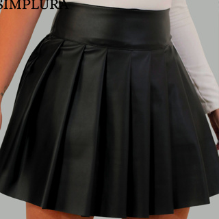 Short Saia Plissada Cintura Alta Com Forro Couro Premium em Oferta na Shopee