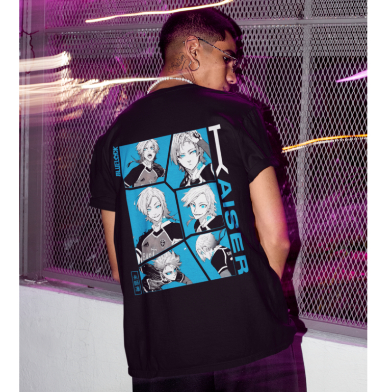 Camiseta Básica Streetwear Blue Lock Michael Kaiser Anime Jogadora Velocidade Drible Futebol Unissex 100% Algodão.