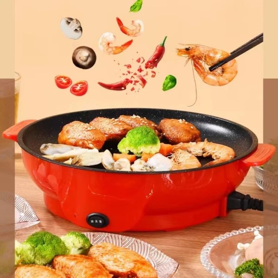 Frigideira Elétrica 110v ou 220v Antiaderente de Cozinha Portátil Multifuncional Alimentos