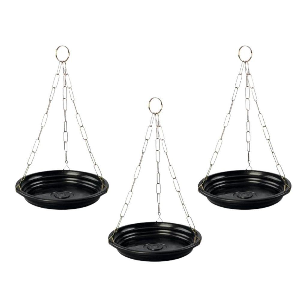 3 Kit Suporte de Vaso Suspenso Resistente Para Planta Pendente Decorativo - Corrente 44cm e Prato 17cm - Nutriplan