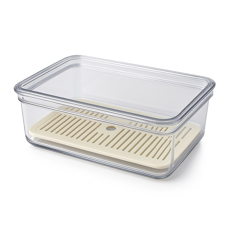 Pote Organizador de Geladeira em Acrílico com Tampa Transparente, Empilhável, Multiuso e Durável