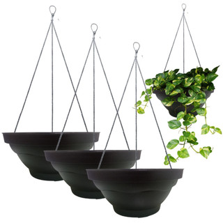 Kit 3 Vaso Cuia 21 Suspenso Completo Para Planta Pendente + Suporte Haste Cabo De Aço 40cm P/ Pendurar Parede Promoção