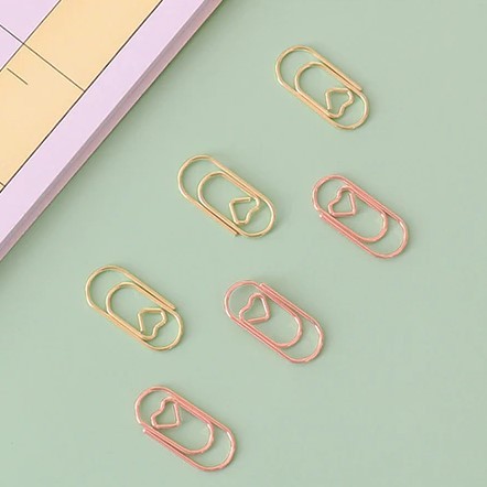 Clips coração para papel - kit c/10 unds - Rosê