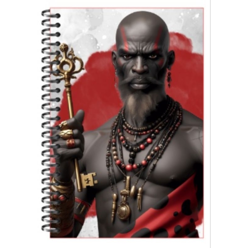 Caderno Personalizado Orixá Exú – 320 páginas – Capa Dura - Tamanho A5 com Nome Grátis e divisórias