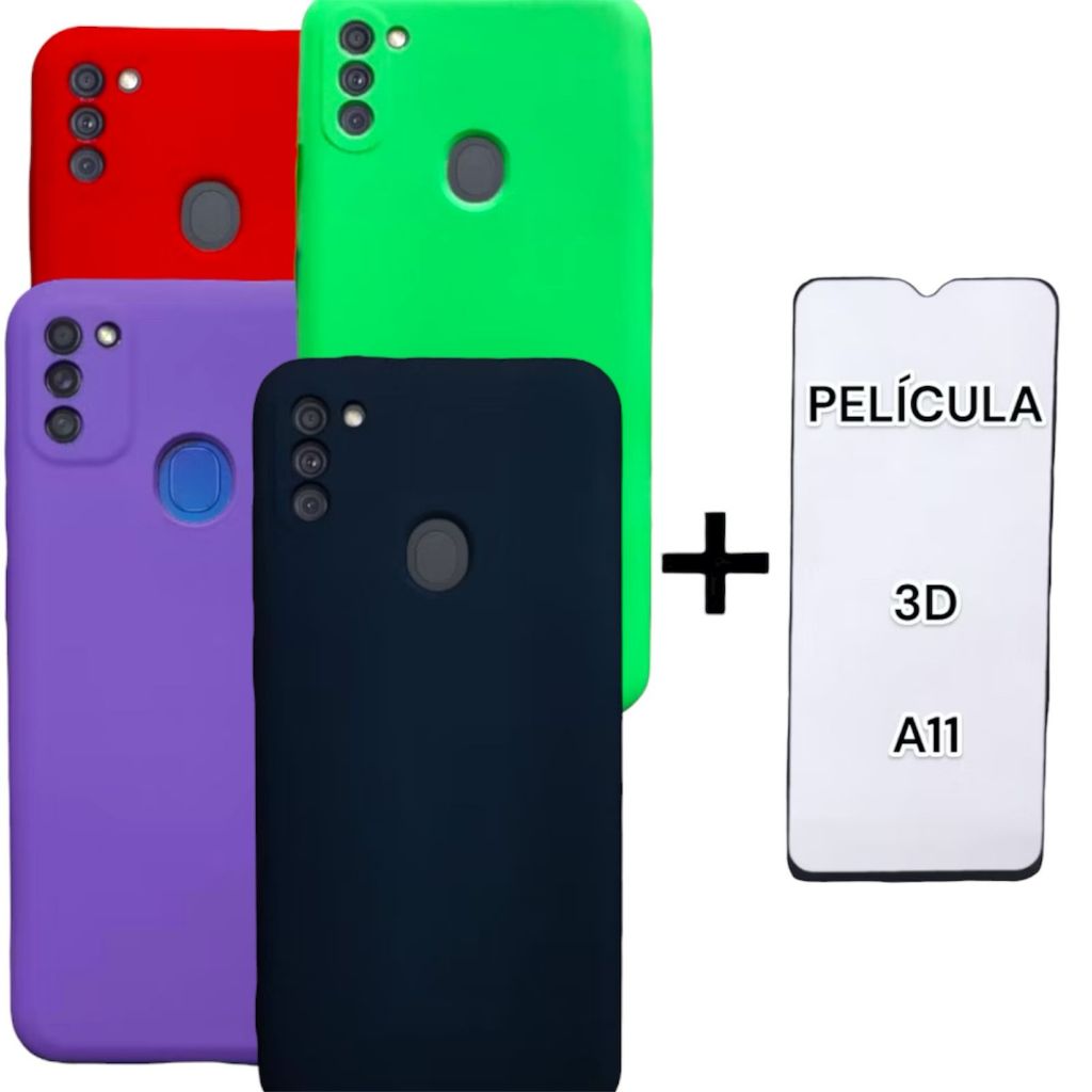 Kit Capa Capinha Veludo Silicone Modelo A11 + Película 3D em Oferta na Shopee