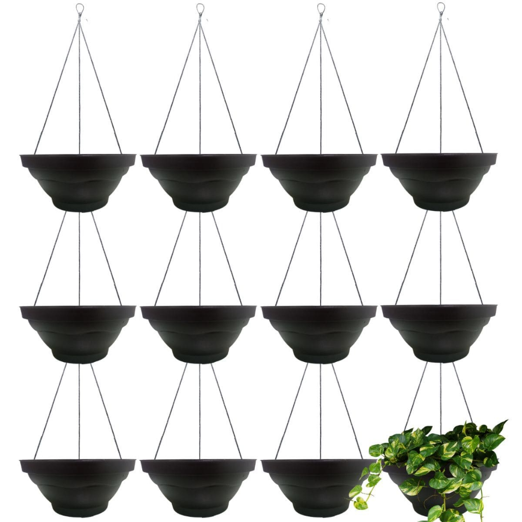 Kit 12 Vaso Cuia 21 Suspenso Completo Para Planta Pendente + Suporte Haste Cabo De Aço 40cm P/ Pendurar Parede Promoção
