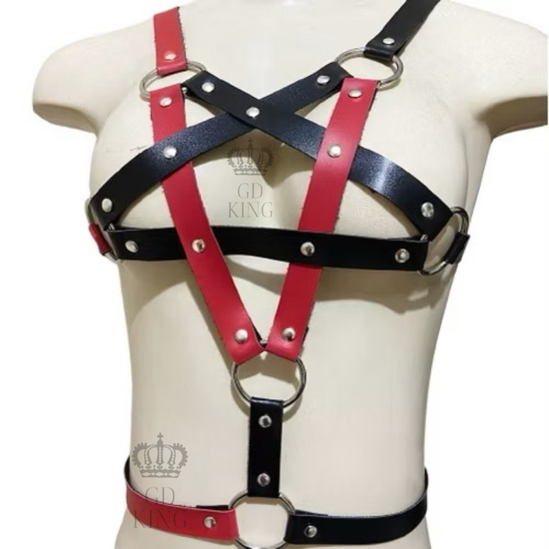 Harness Arreio Pentagrama Vermelho e Preto Gótico Estrela Arreio Couro Sintético em Oferta na Shopee