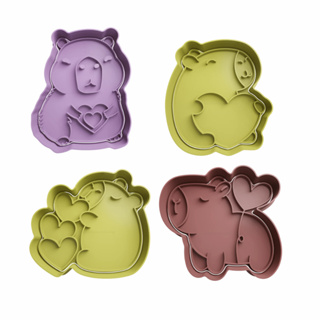 Kit 4 Cortadores de Biscoito Cookie Massinha Pasta Americana Formato Capivara Fofa com Puxador em Oferta na Shopee