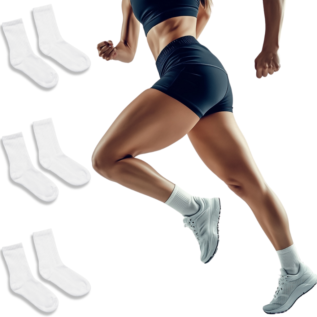 Kit 3 Pares Meia Cano Medio Longo Respirável Fitness Academia Treino Cor Branca Lisa