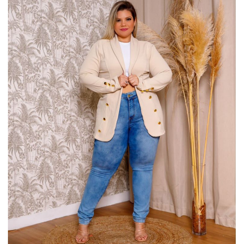 blazer com botões casaco social  PLUS