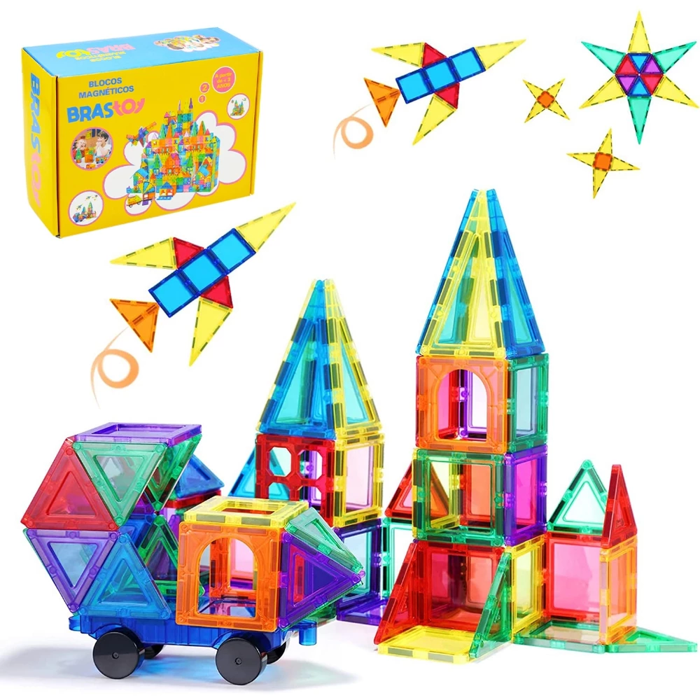 Brinquedos de blocos de montar Magnetos 65pçs e 130pçs
