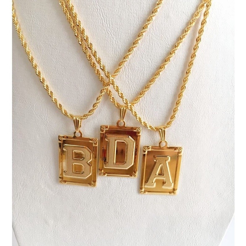 Colar Dourado com Letra Inicial A-Z - Corrente Baiana Feminina Folheada a Ouro 18K
