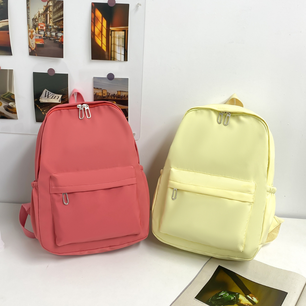 ✅Bolsas Femininas Preppy Plain Colorblock Pulseira De Ombro Dupla Mochilas Multi-Boqueadas...