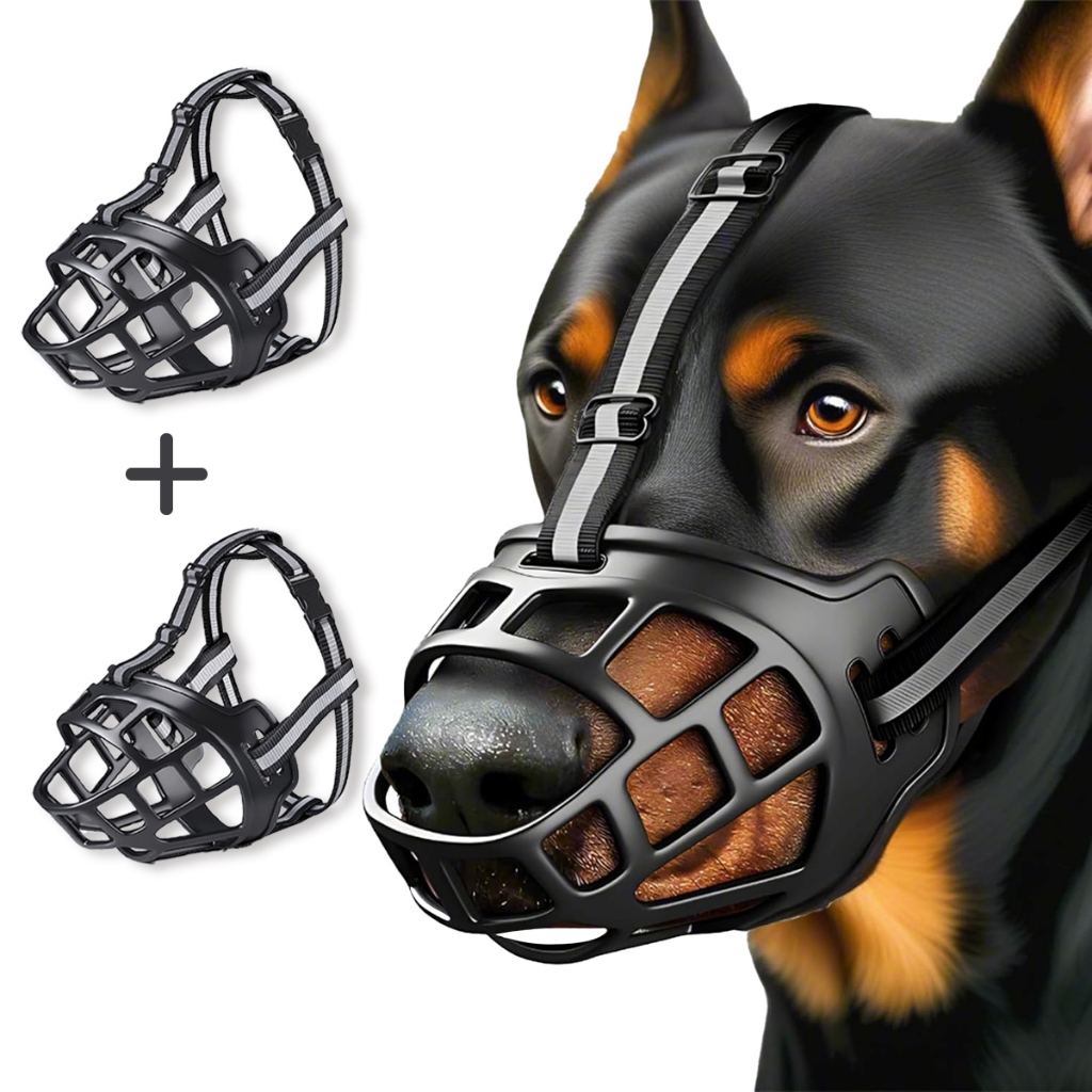 Kit 2 Focinheira Ajustável para Cachorros Grandes Pitbull Pastor Confortável e Protetor Bucal