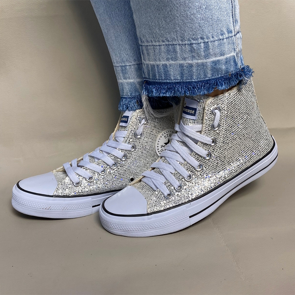Star Converse Chuck Tenis All Star Feminino Cinza Star Cano Alto