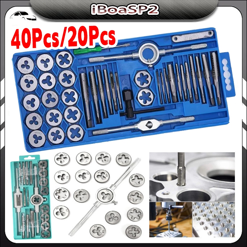 Jogo Kit Macho E Tarracha Cossinete Com 40 Peças Rosca Interna e Externa Direita Esquerda