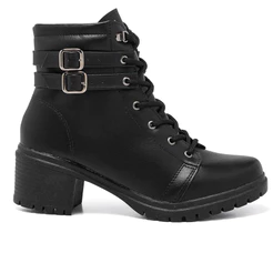 Bota Coturno Feminino Cano Médio Sola Tratorado Fivela Confortável Original Blogueira Promoção
