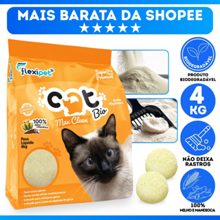 Areia Catbio Biodegradável 4 Kg - Max Clean - Grãos Finos - Miaucat em Oferta na Shopee