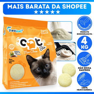 Areia Catbio Biodegradável 4 Kg - Max Clean - Grãos Finos - Miaucat