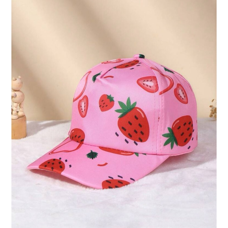 1 Boné infantil estampa de morango ajustável ocasional para diário