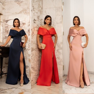 vestido de festa feminina longo elegante:casamento:convidada:formatura.. 118 em Oferta na Shopee