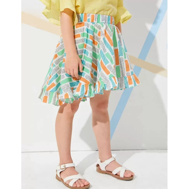 Saia Infantil para Menina Bainha de Ruffle Estampa em toda a parte
