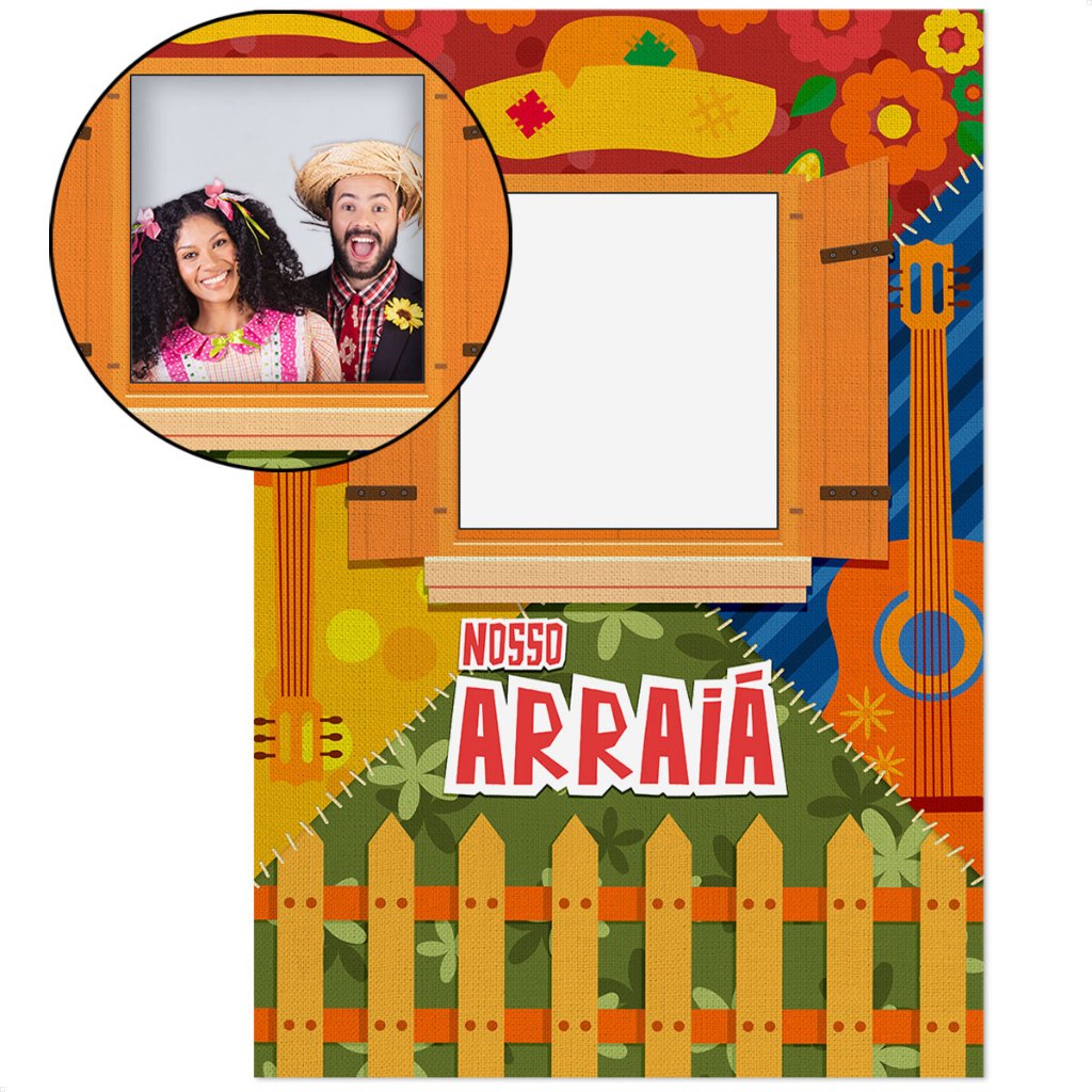 Painel Retangular Festa Junina Interativo Para Fotos 1,50x2,20m Vazado Em Tecido Decorativo Arraiá- INT-32 em Oferta na Shopee