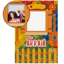 Painel Retangular Festa Junina Interativo Para Fotos 1,50x2,20m Vazado Em Tecido Decorativo Arraiá- INT-32
