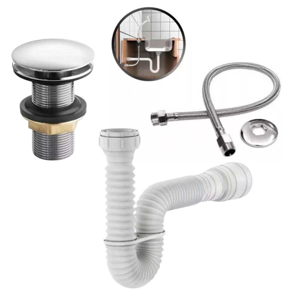 Kit Valvula Clic, Sifão, Engate Inox, Conjunto Para Banheiro, Valvula, Sifão e Engate em Oferta na Shopee