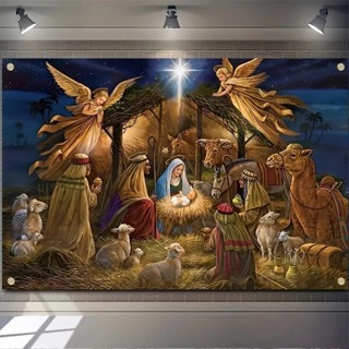 Quadro Decorativo Religioso Nascimento De Jesus Presépio de Natal Decoração Para Sala Quarto Hall em Oferta na Shopee